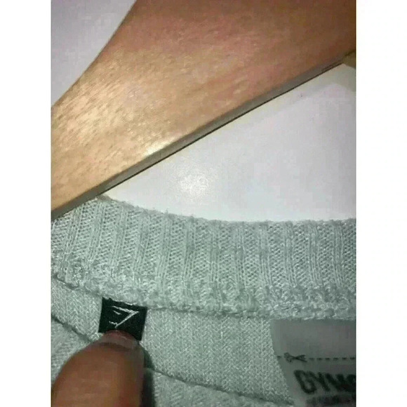 Gymshark Mint Green Ribbed Cropped Long Sleeve Relaxed Sweatshirt Only Size XS - Picture 6 of 11